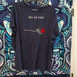 NWOT Lucky Brand Navy Blue Graphic T-Shirt 2x